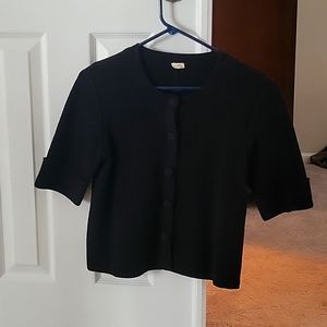J. Crew Black Cardigan Sweater w/ 3/4 sleeves; size small